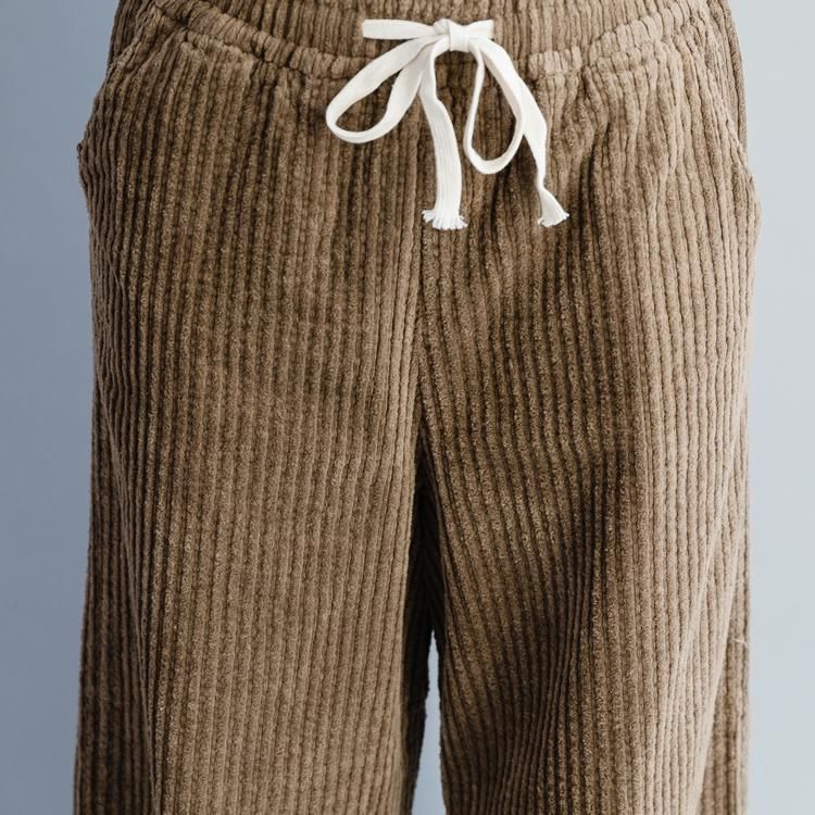 Dikke Elastische Taille Corduroy Wijde Pijpen Casual Broek