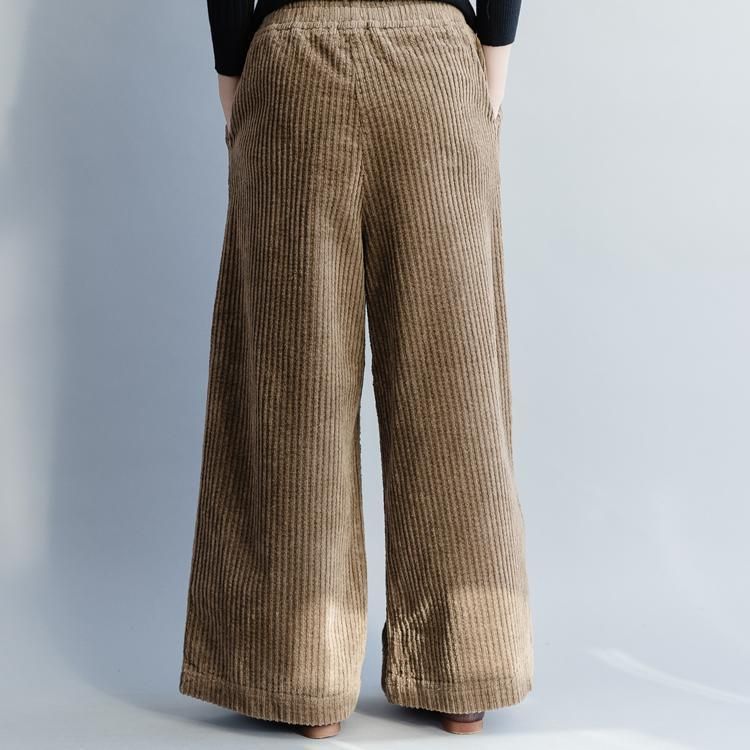 Dikke Elastische Taille Corduroy Wijde Pijpen Casual Broek