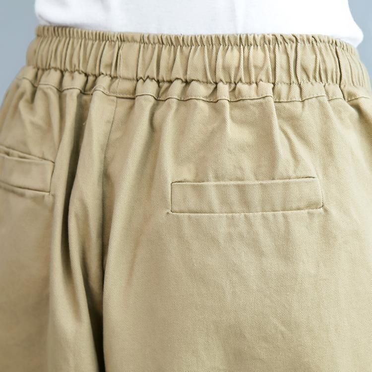 Elastische Taille Casual Broek Met Wilde Pijpen-khaki