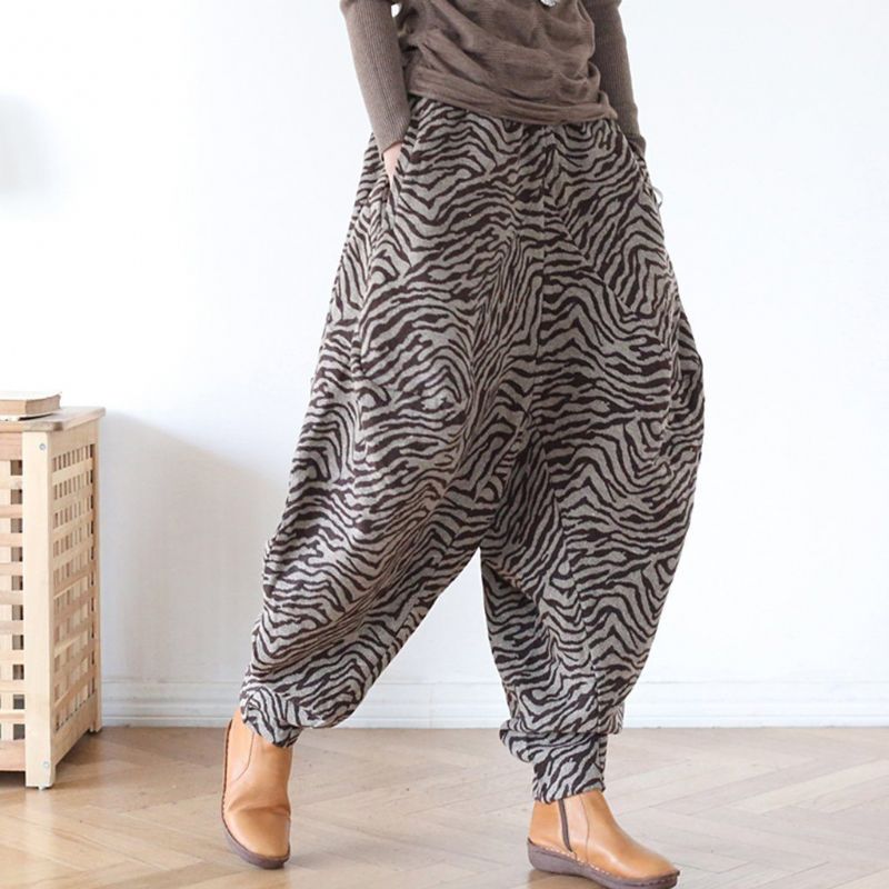 Fluwelen Broek Met Zebrastrepen