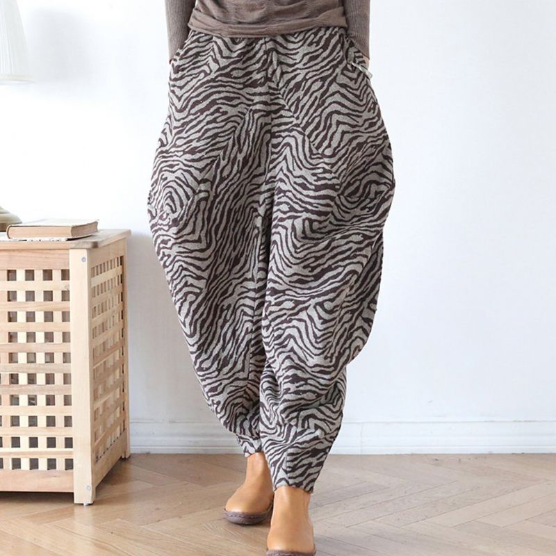 Fluwelen Broek Met Zebrastrepen