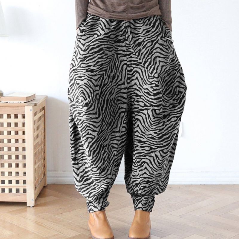 Fluwelen Broek Met Zebrastrepen