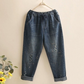 Geborduurde Ragged Jeans