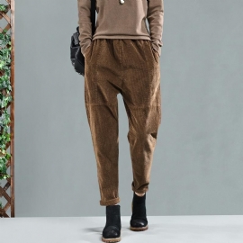 Herfst Corduroy Patchwork Casual Harembroek