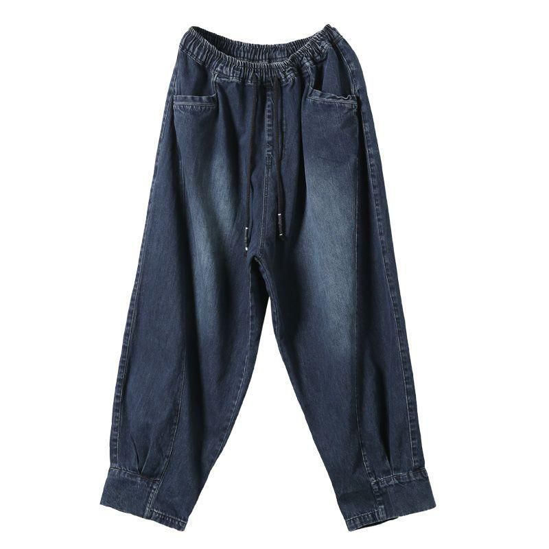 Herfst Vinatge Losse Gewassen Stiksels Casual Denim Damesbroek