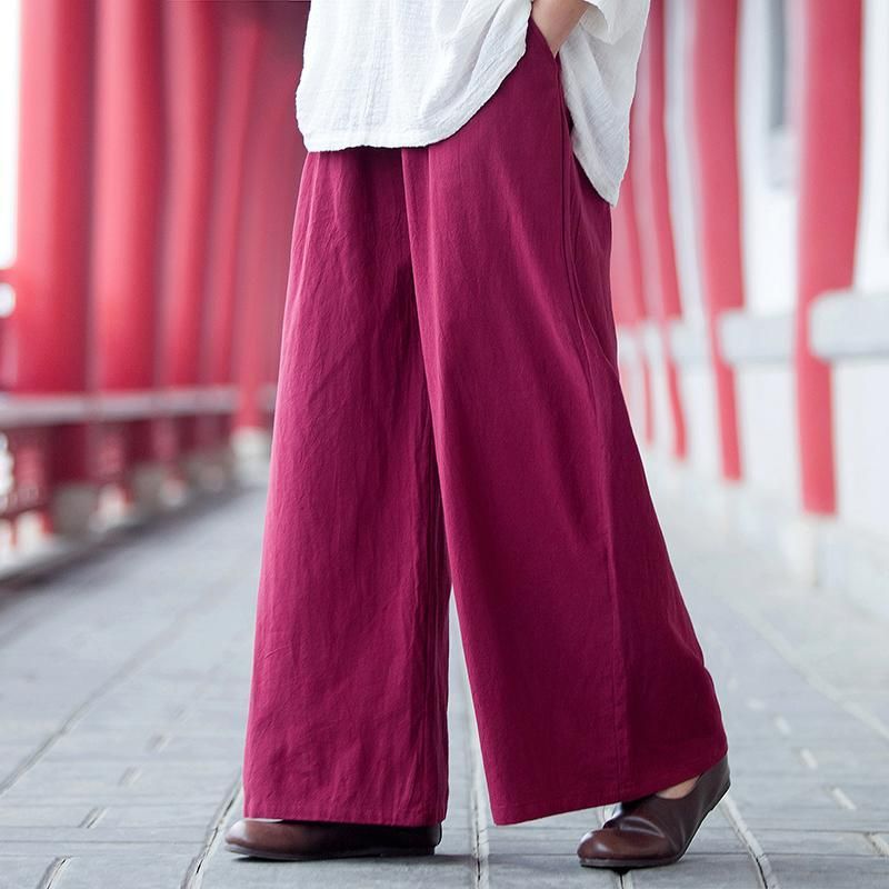 Lente Dames Katoen Linnen Shift Losse Wijde Pijpen Broek