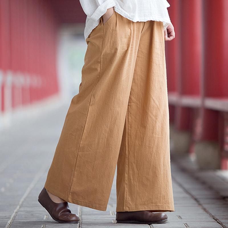 Lente Dames Katoen Linnen Shift Losse Wijde Pijpen Broek