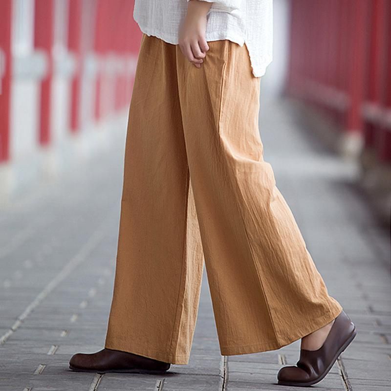 Lente Dames Katoen Linnen Shift Losse Wijde Pijpen Broek