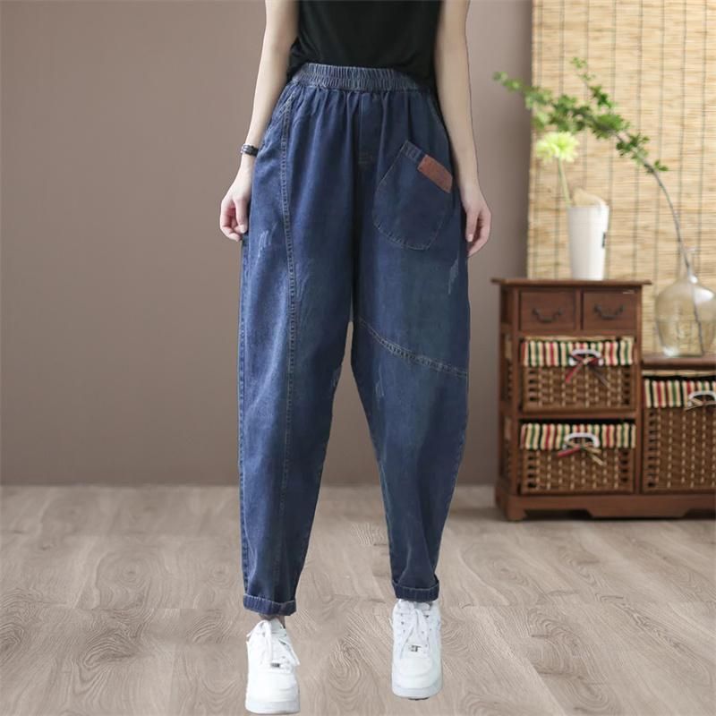 Lente Herfst Losse Casual Retro Patchwork Harem Jeans