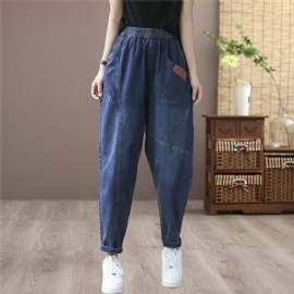 Lente Herfst Losse Casual Retro Patchwork Harem Jeans