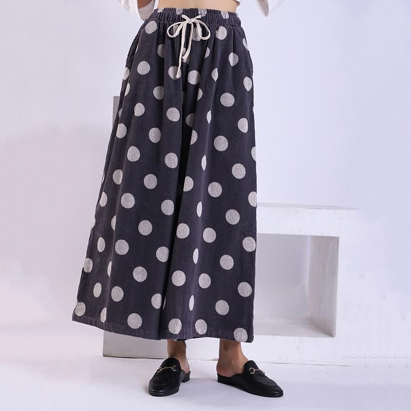 Lente Herfst Polka Dot Corduroy Wijde Pijpen Broek