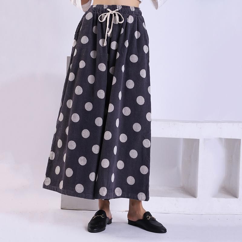 Lente Herfst Polka Dot Corduroy Wijde Pijpen Broek