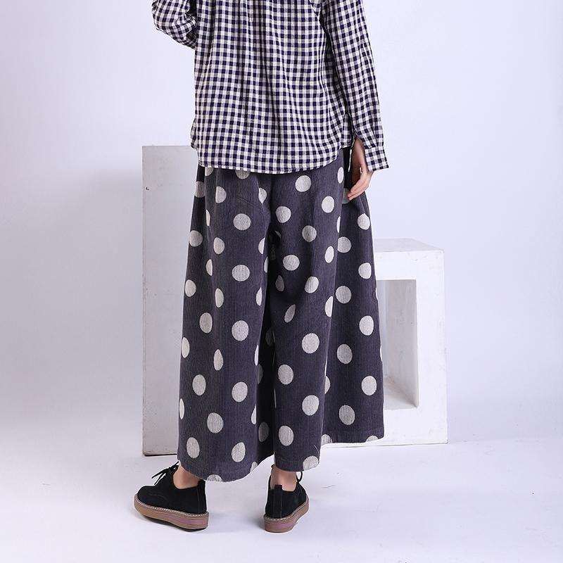 Lente Herfst Polka Dot Corduroy Wijde Pijpen Broek