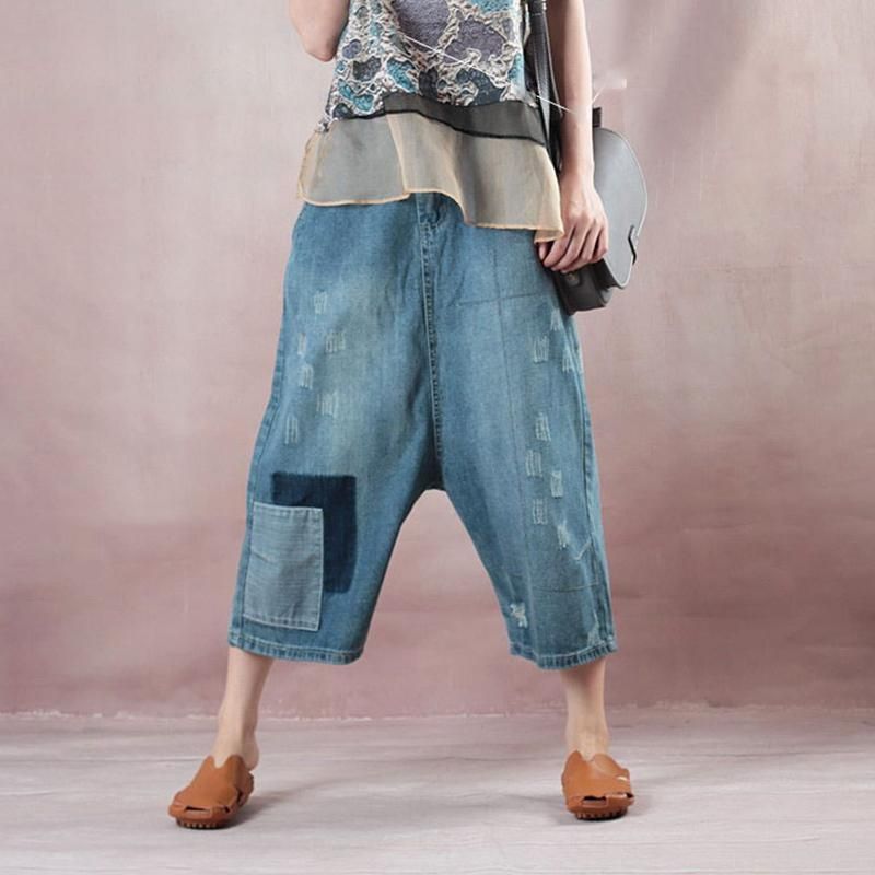 Lente Losse Denim Wijde Pijpen Dames Broek