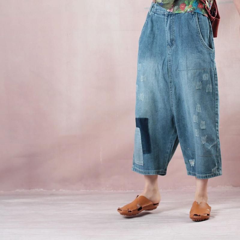 Lente Losse Denim Wijde Pijpen Dames Broek