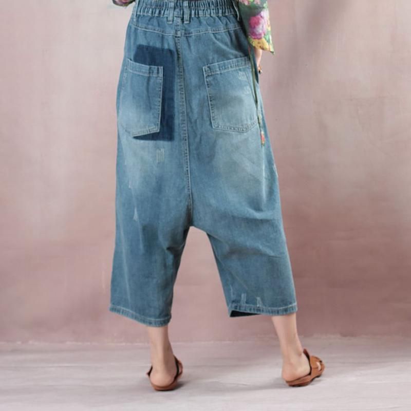 Lente Losse Denim Wijde Pijpen Dames Broek