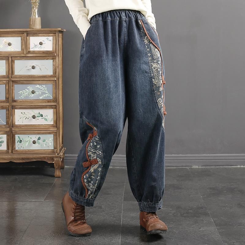 Lente Retro Casual Patchwork Losse Harem Jeans