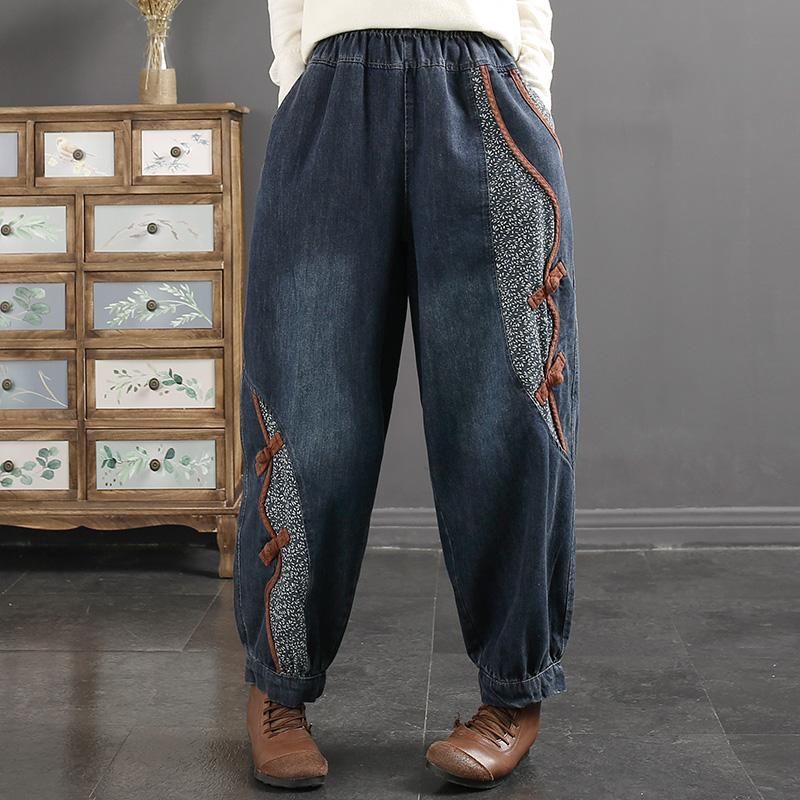 Lente Retro Casual Patchwork Losse Harem Jeans