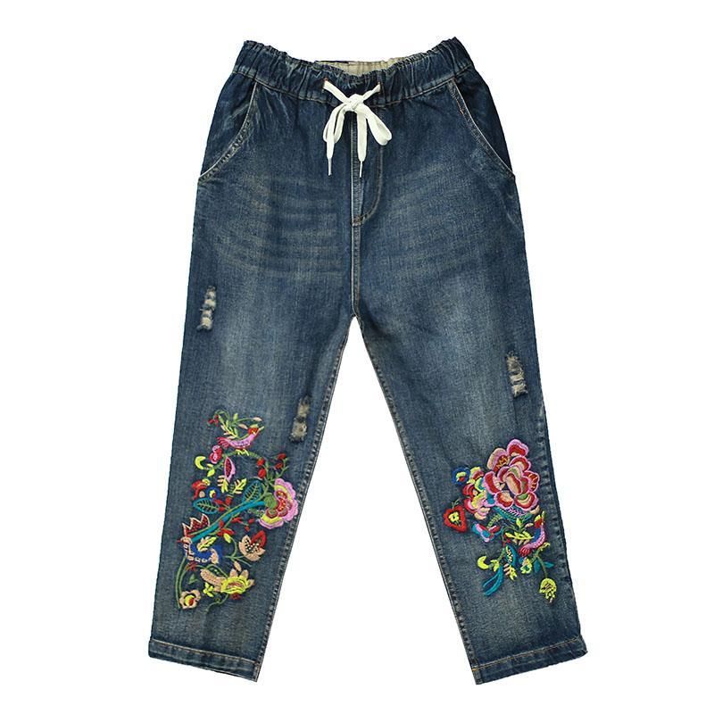 Lente Zomer Borduurwerk Retro Losse Jeans