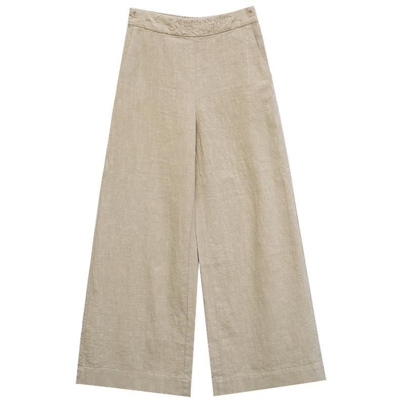 Losse Katoenen Lente En Zomer Retro Hoge Taille Broek