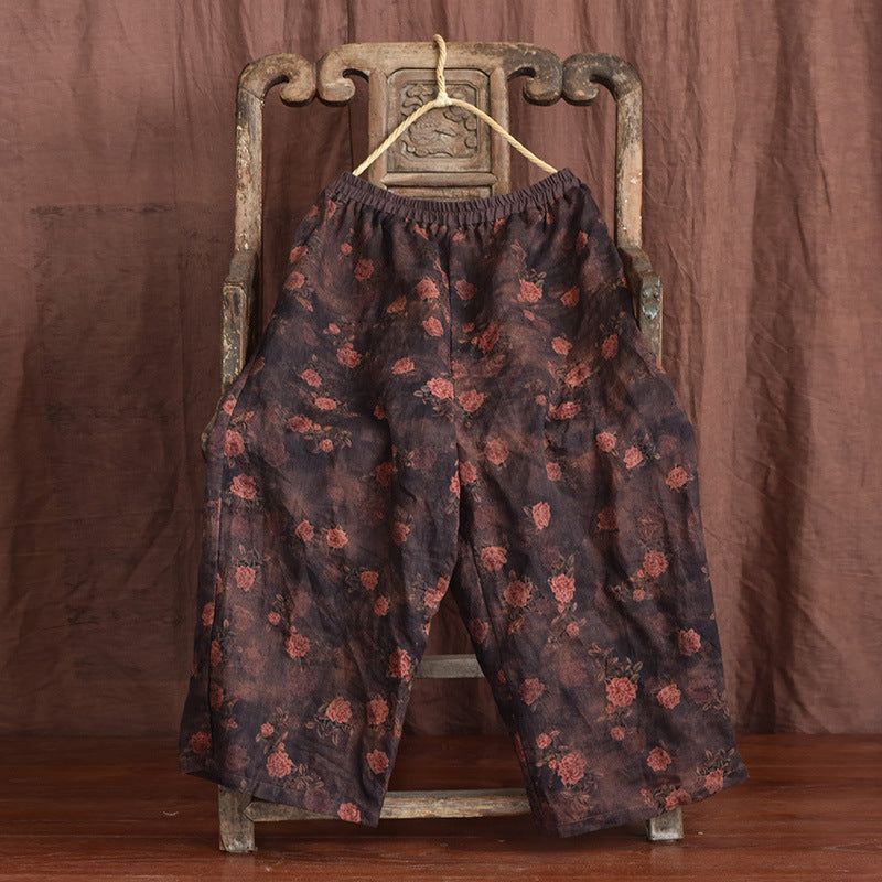 Plus Maat Dames Losse Linnen Retro Broek