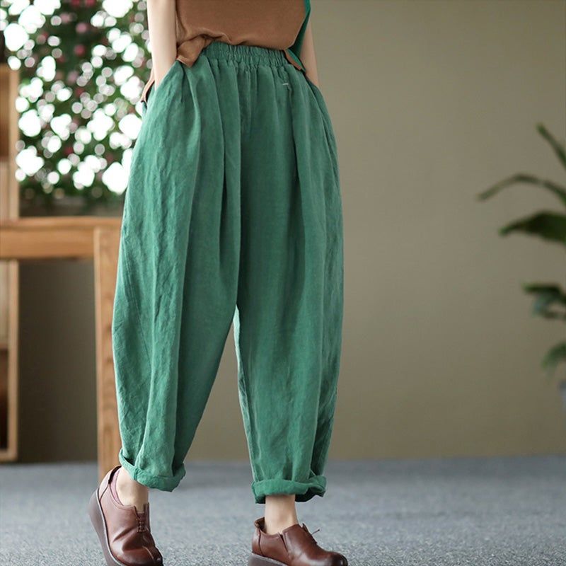 Plus Maat Dames Losse Wijde Pijpen Lente Linnen Broek