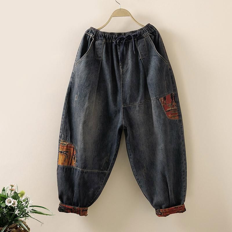 Plus Maat Denim Losse Harembroek Dames