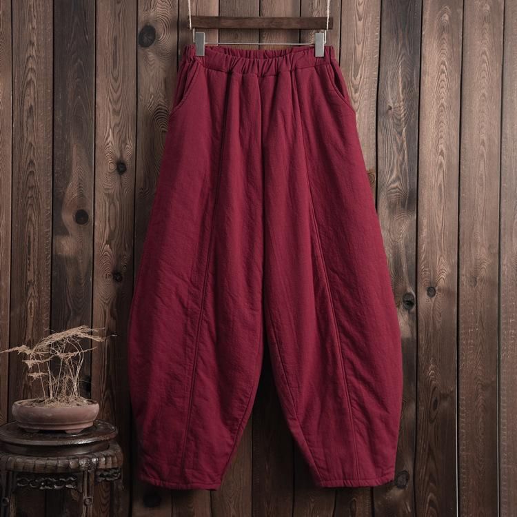 Plus Size Winter Retro Bloomers Katoenen Gewatteerde Broek