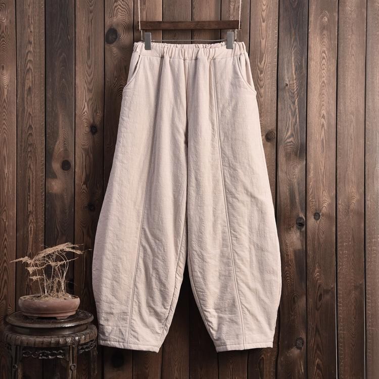 Plus Size Winter Retro Bloomers Katoenen Gewatteerde Broek