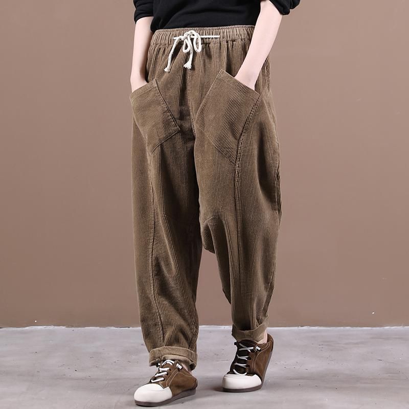 Pure Color Corduroy All-match Casual Broek