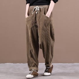 Pure Color Corduroy All-match Casual Broek