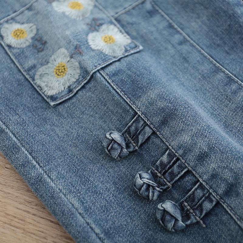 Vintage Geborduurde Denim Harembroek