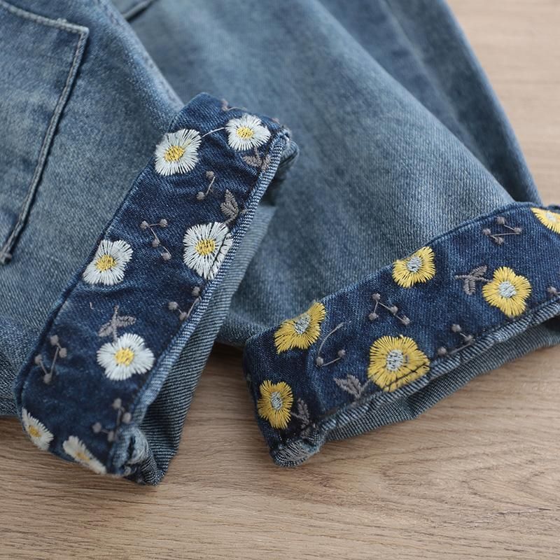 Vintage Geborduurde Denim Harembroek