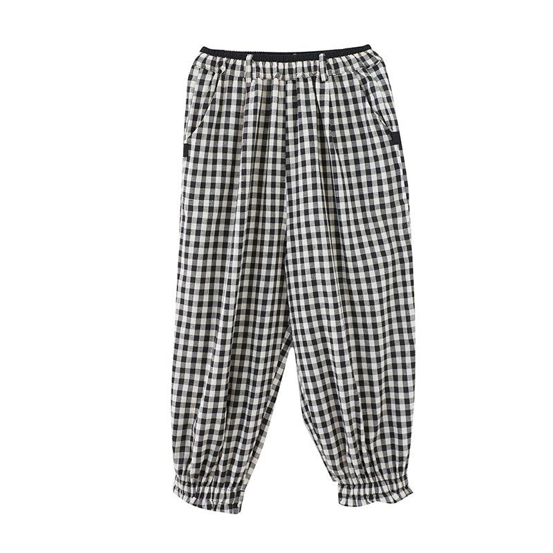 Vrouwen Lente Losse Plaid Linnen Harembroek