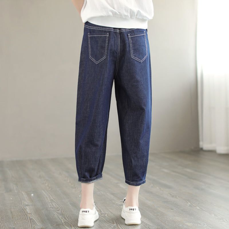 Vrouwen Retro Casual Zomer Losse Harem Katoenen Jeans