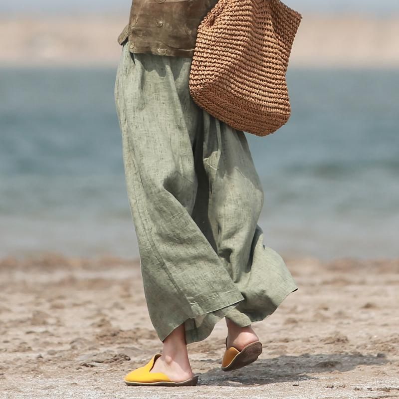 Vrouwen Zomer Linnen Broek Losse