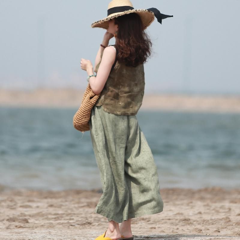 Vrouwen Zomer Linnen Broek Losse