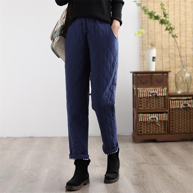 Winter Dames Retro Dikke Katoenen Linnen Casual Broek