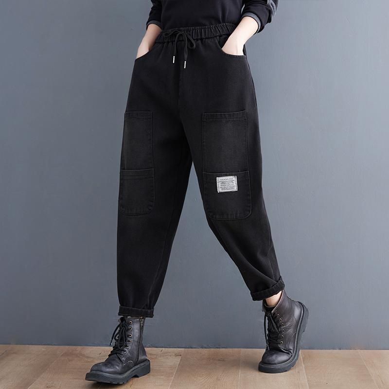 Winter Dames Retro Pluche Casual Harem Jeans