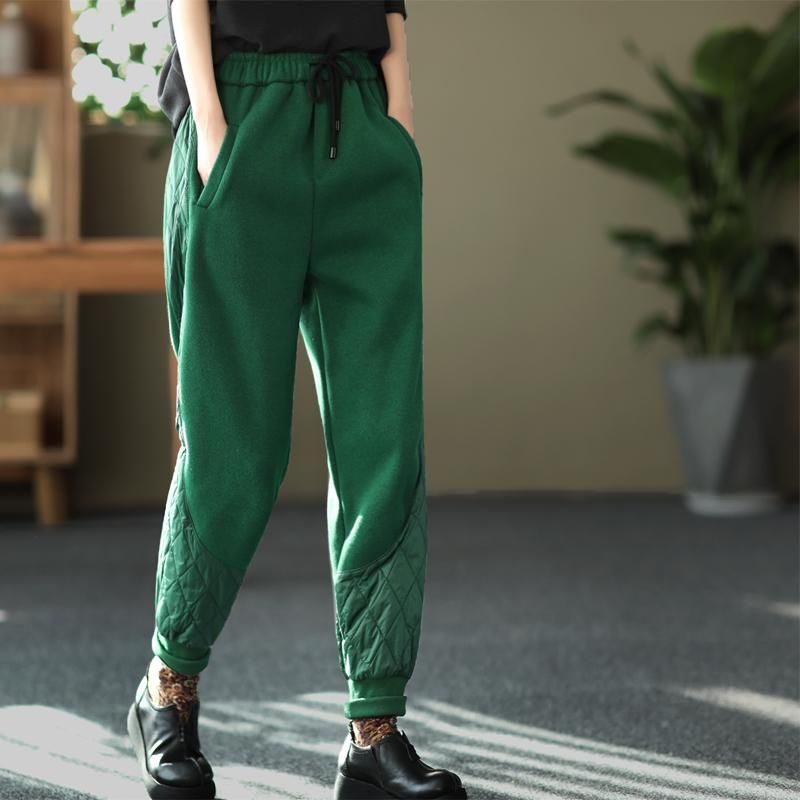 Winter Elastische Taille Dikke Patchwork Casual Broek