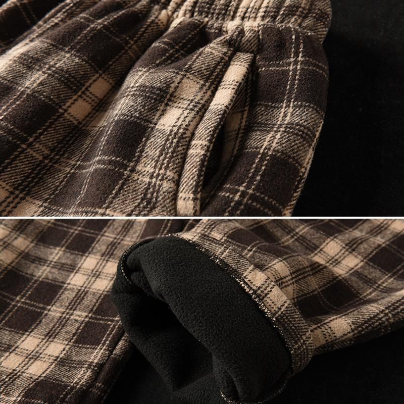 Winter Plaid Dikke Retro Casual Harembroek