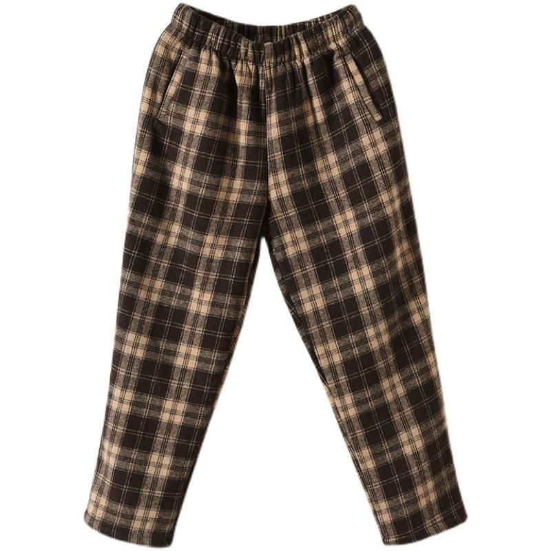 Winter Plaid Dikke Retro Casual Harembroek