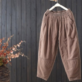 Winter Retro Dikke Losse Katoenen Gewatteerde Casual Broek