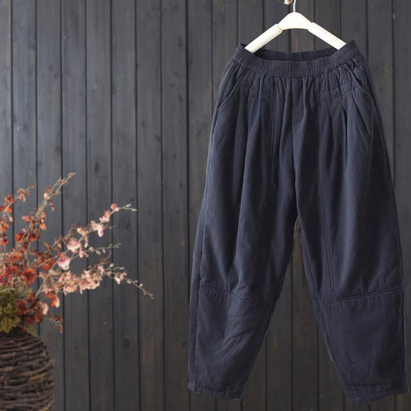 Winter Retro Dikke Losse Katoenen Gewatteerde Casual Broek