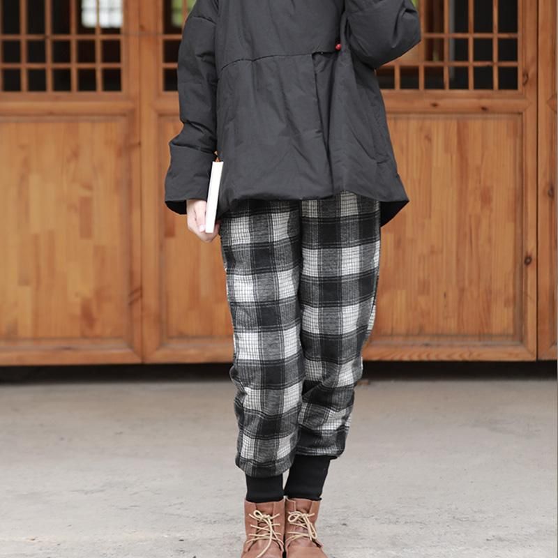 Winter Retro Plaid Warm Potlooddons Broek