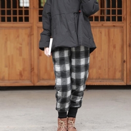 Winter Retro Plaid Warm Potlooddons Broek