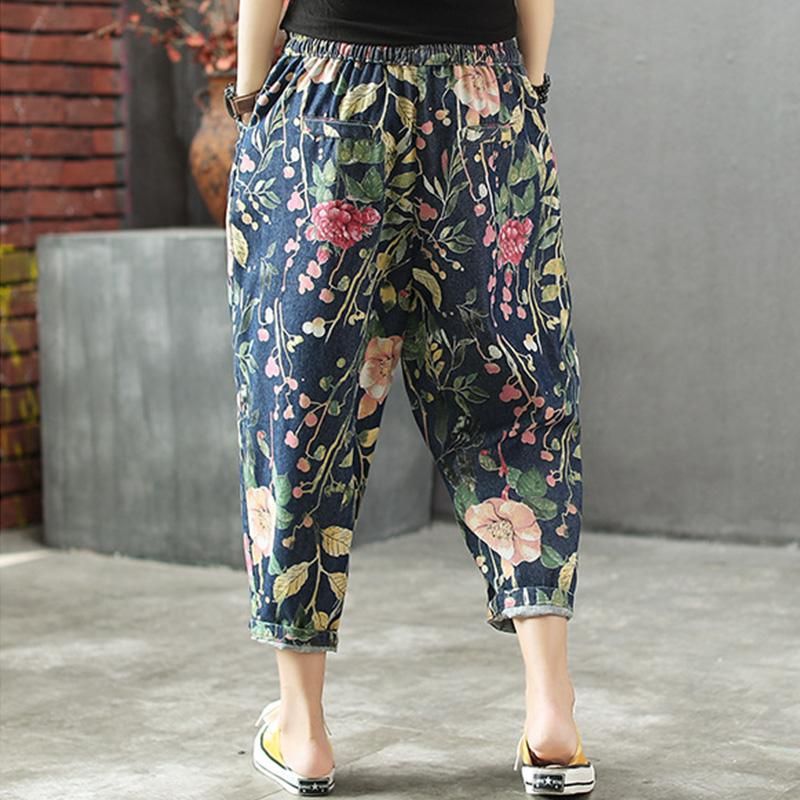 Zomer Losse Elastische Taille Bloem Bedrukte Broek