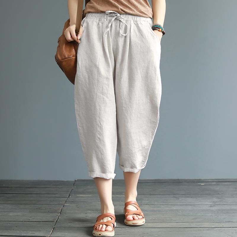 Zomerlinnen Losse Cropped Broek