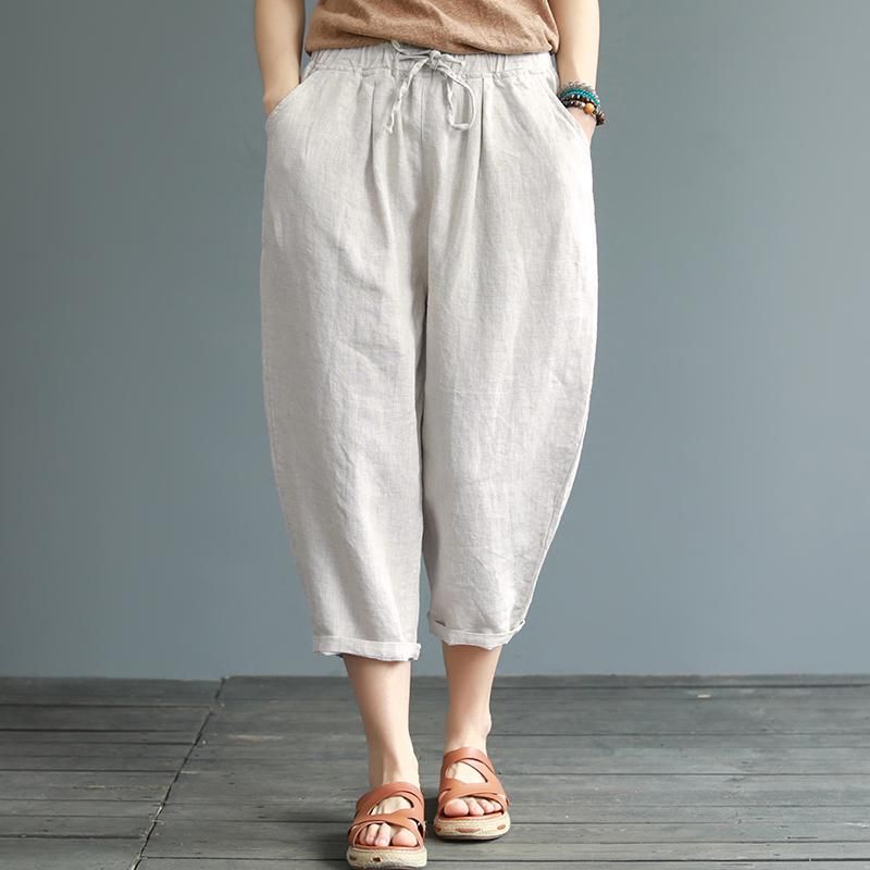 Zomerlinnen Losse Cropped Broek