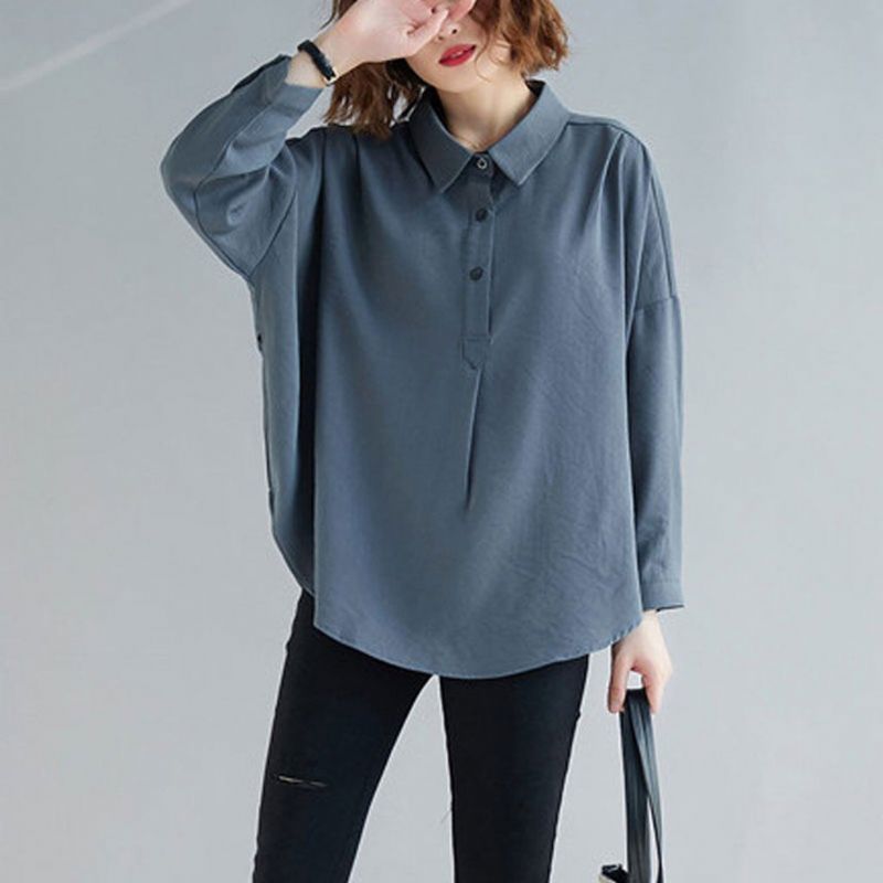 Casual Shirt Voor Dames Met Effen Knopen